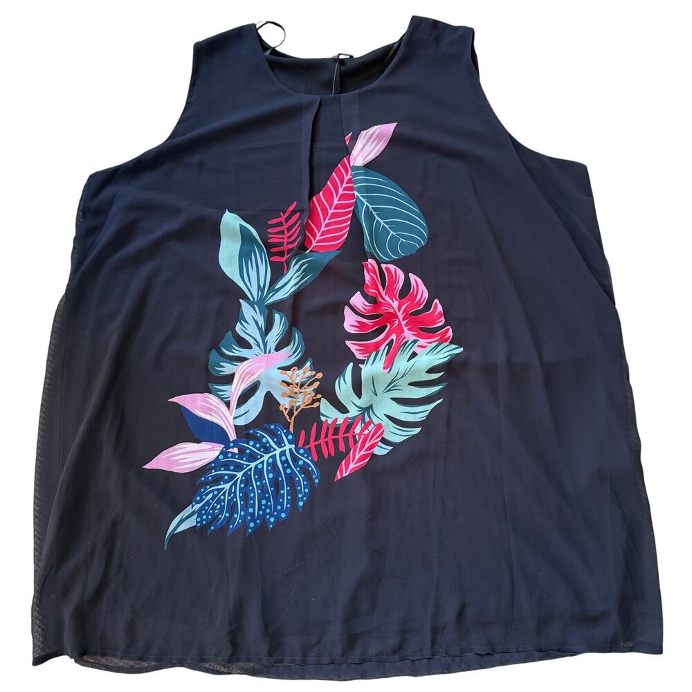 Ulla Popken Tropical Print Sleeveless Dress A Line SZ 28/30 FLAW